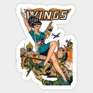 Sexy Girl with Weapon Wings Comic Sticker